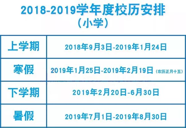 2019年福州小学暑假放假时间