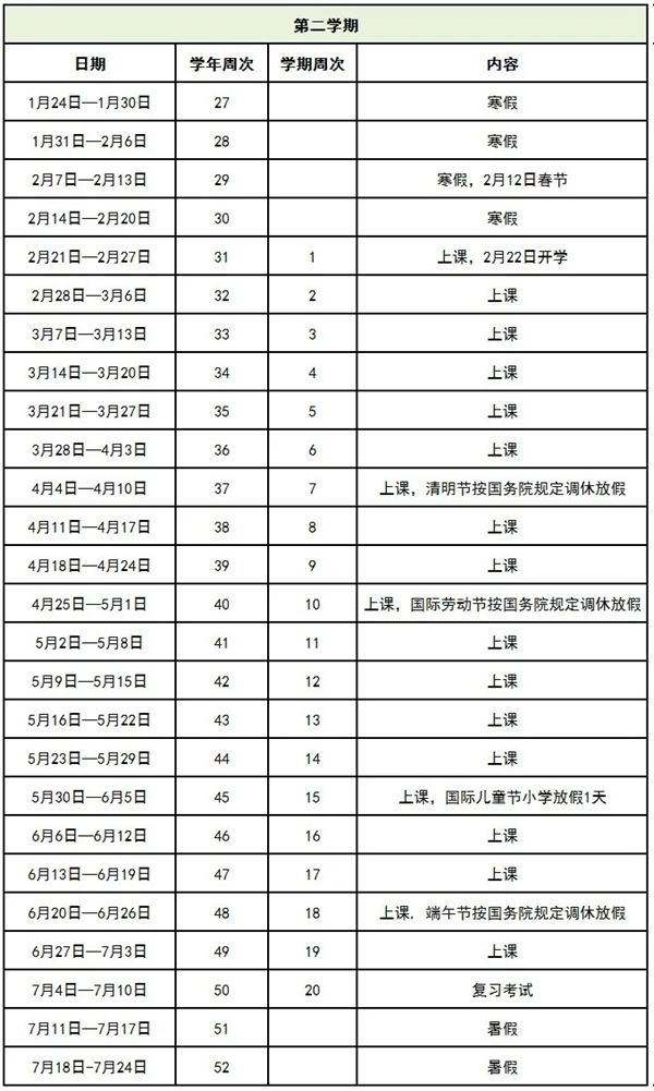 东莞市2020-2021学年义务教育阶段学校校历