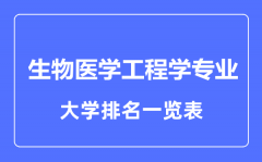 2023年全国生物医学工程学专业大学排名一览表