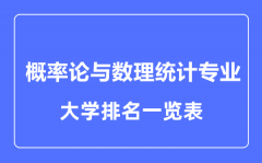 2023年全国概率论与数理统计专业大学排名一览表