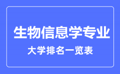 2023年全国生物信息学专业大学排名一览表