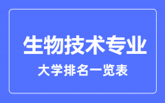 2023年全国生物技术专业大学排名一览表