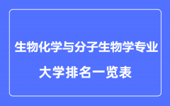 2023年全国生物化学与分子生物学专业大学排名一览表