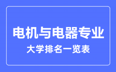 2023年全国电机与电器专业大学排名一览表