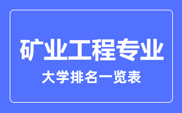 2023年全国矿业工程专业大学排名一览表