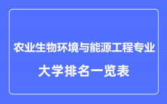 2023年全国农业生物环境与能源工程专业大学排名一览表