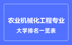 2023年全国农业机械化工程专业大学排名一览表