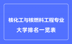 2023年全国核化工与核燃料工程专业大学排名一览表