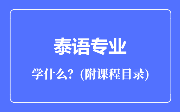 泰语专业主要学什么（附课程目录）