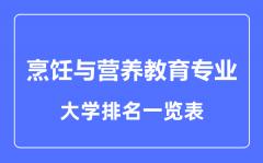 2023年全国烹饪与营养教育专业大学排名一览表