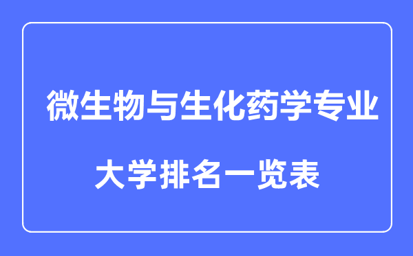 2023年全国微生物与生化药学专业大学排名一览表