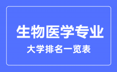 2023年全国生物医学专业大学排名一览表