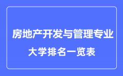 2023年全国房地产开发与管理专业大学排名一览表