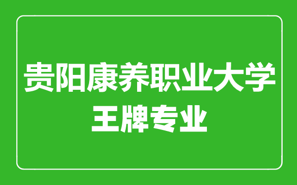 贵阳康养职业大学王牌专业有哪些,贵阳康养职业大学最好的专业是什么