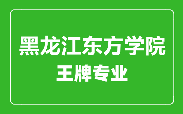 黑龙江东方学院王牌专业有哪些,黑龙江东方学院最好的专业是什么