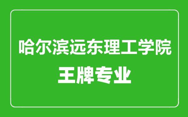 哈尔滨远东理工学院王牌专业有哪些,哈尔滨远东理工学院最好的专业是什么