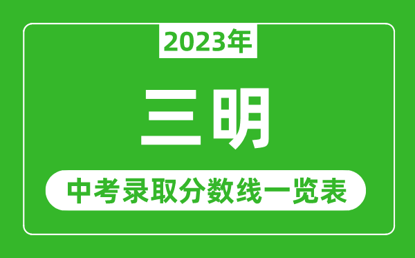 2023年三明中考录取分数线,三明市各高中录取分数线一览表