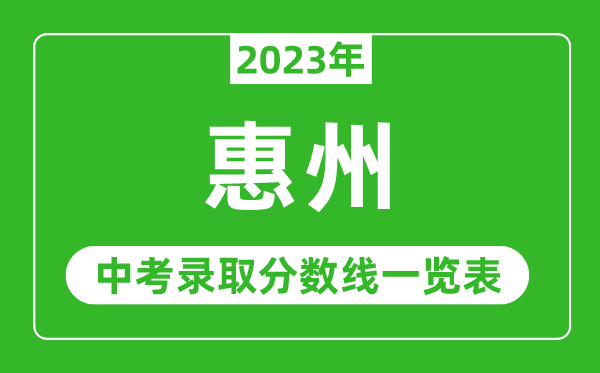 2023年惠州中考录取分数线,惠州市各高中录取分数线一览表