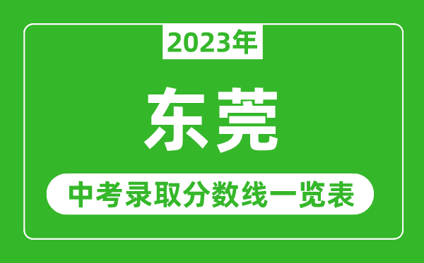 2023年东莞中考录取分数线,东莞市各高中录取分数线一览表
