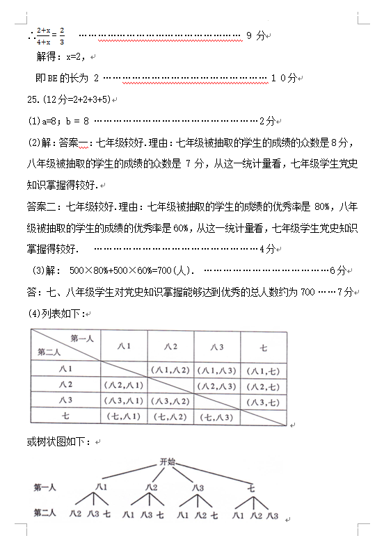 2023年海东市中考数学试卷真题及答案