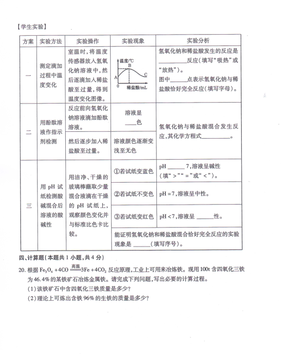 2023年西宁市中考化学试卷真题及答案