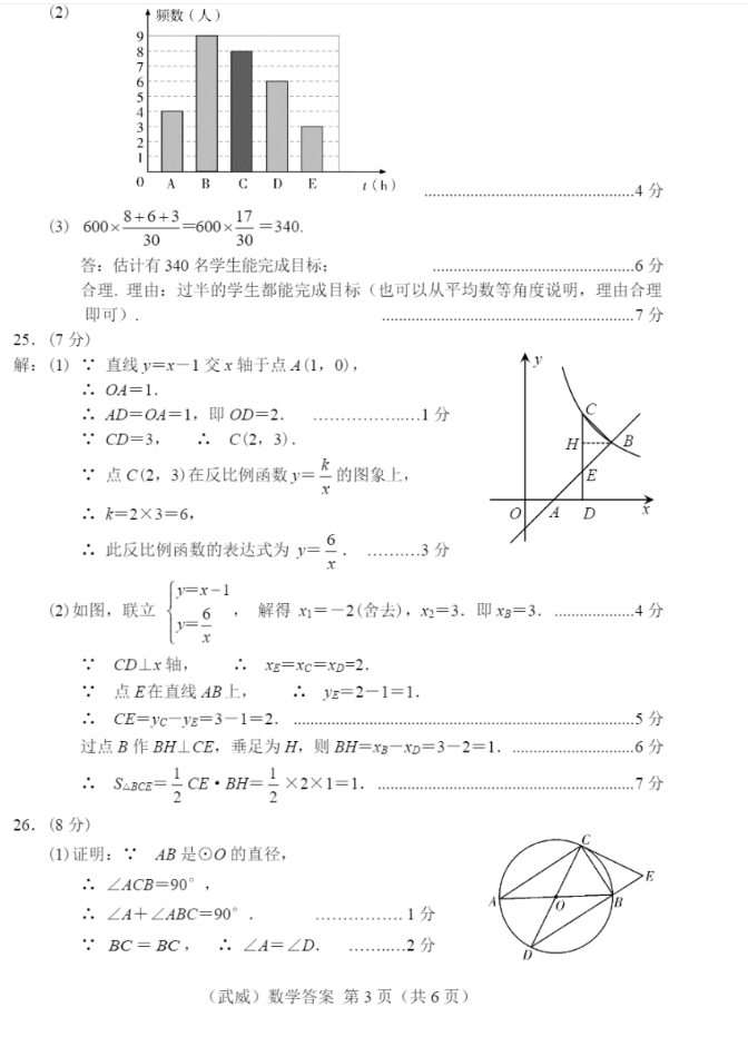 2023年白银市中考数学试卷真题及答案