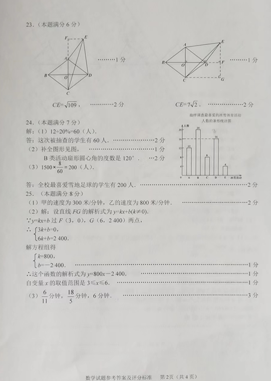 2023年牡丹江市中考数学试卷真题及答案