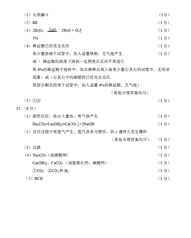 2023年盘锦市中考化学试卷真题及答案