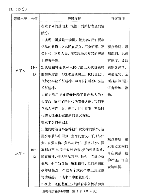 2023年广州市中考道德与法治试卷真题及答案