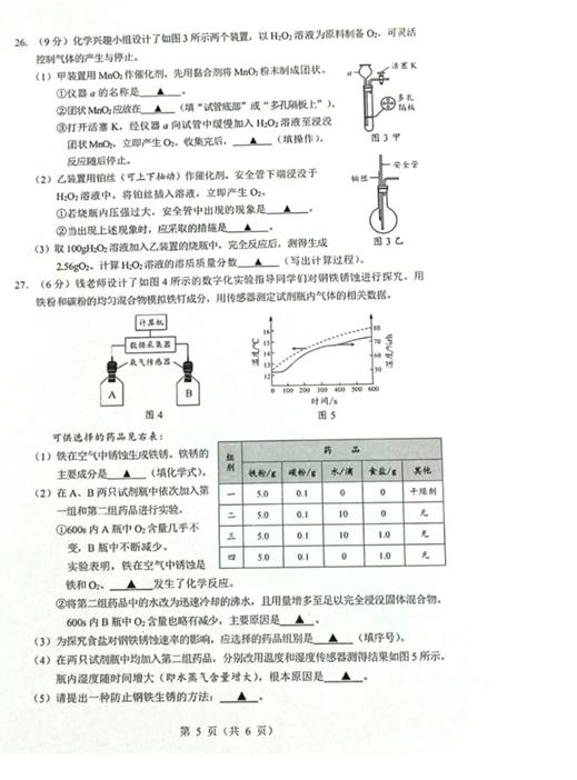 2023年常州市中考化学试卷真题及答案