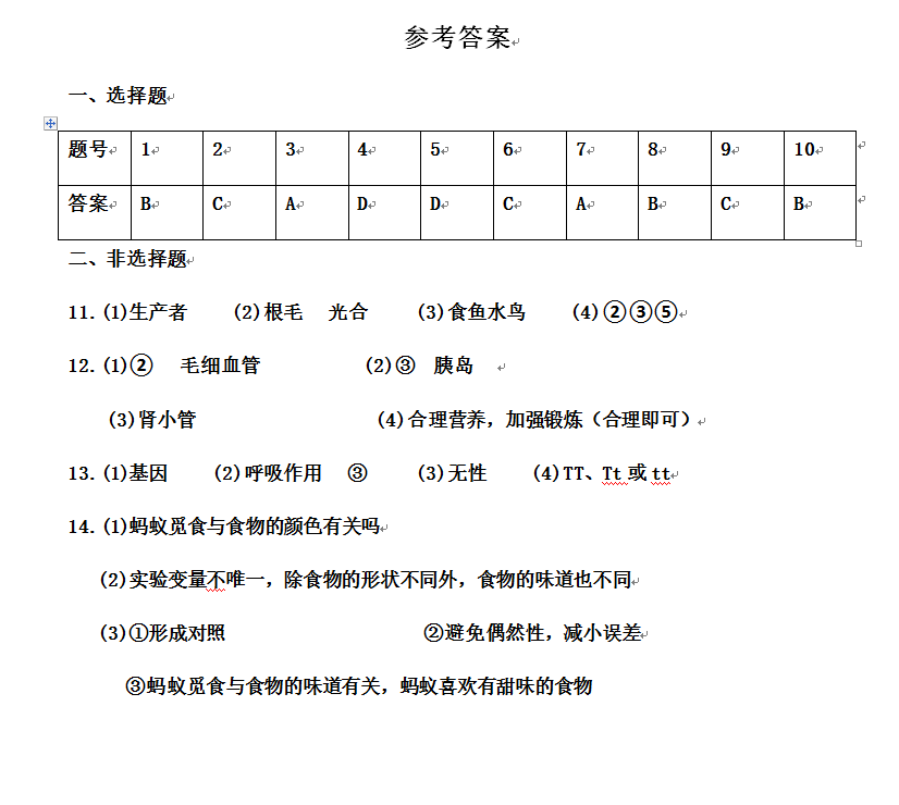 2023年徐州市中考生物试卷真题及答案