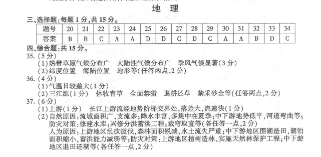 2023年连云港市中考地理试卷真题及答案