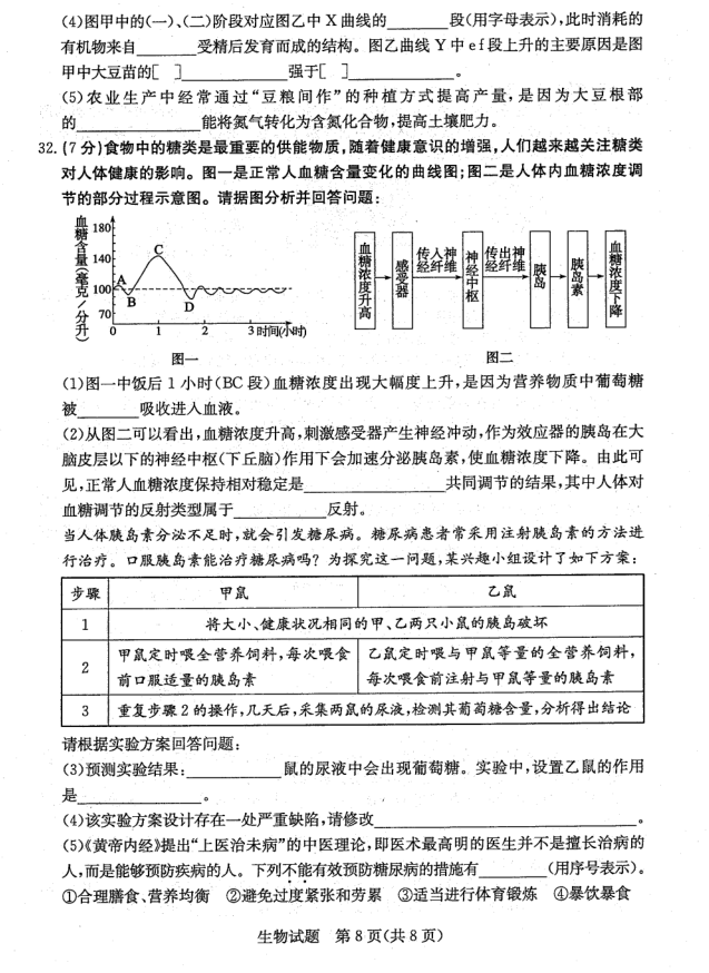 2023年滨州市中考生物试卷真题及答案