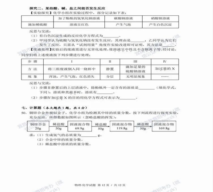 2023年宜昌市中考化学真题及答案