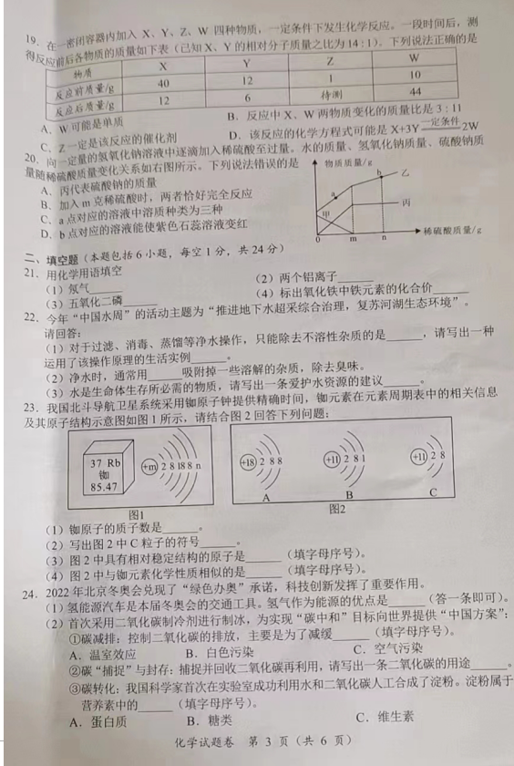 2023年湘潭市中考化学试卷真题及答案