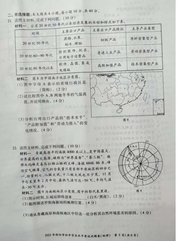 2023年邵阳市中考地理试卷真题及答案