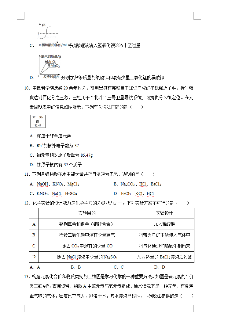 2023年常德市中考化学试卷真题及答案