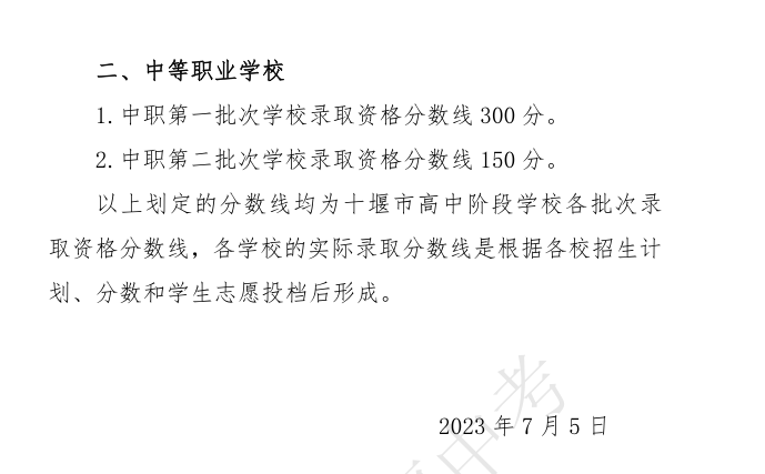 2023年十堰中考录取分数线,十堰市各高中录取分数线一览表