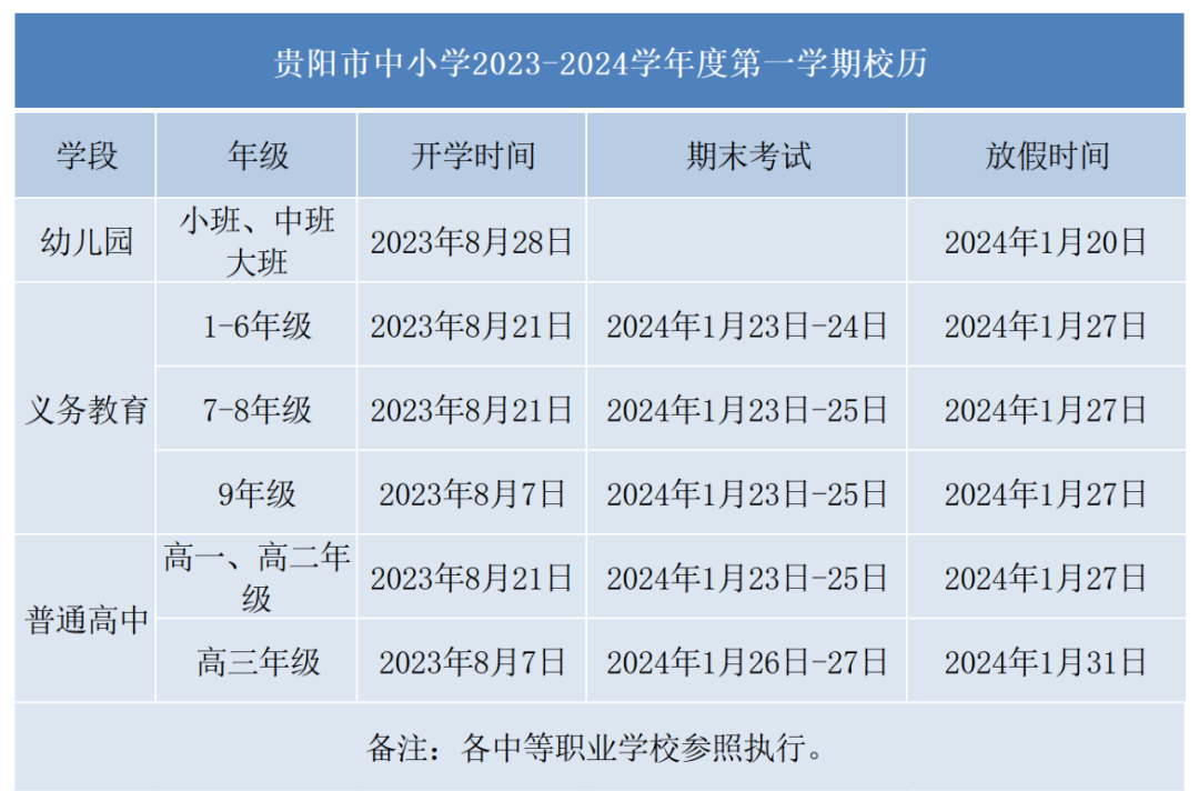 2024年贵阳中小学寒假放假时间表,贵阳寒假多少天