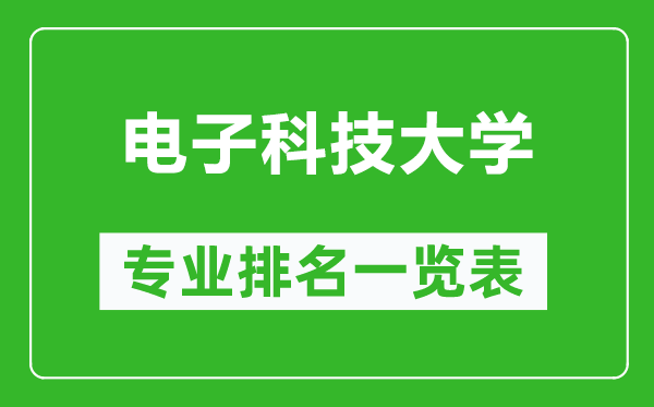 电子科技大学专业排名一览表,电子科技大学哪些专业比较好