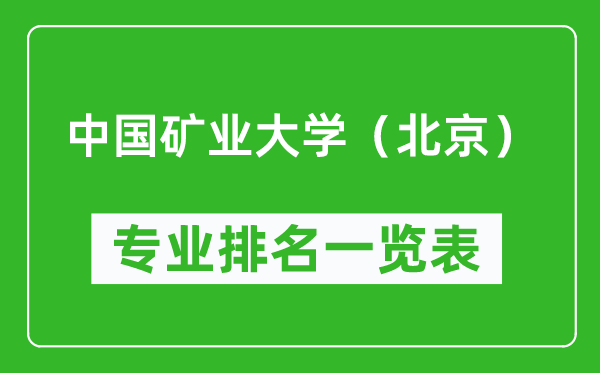 中国矿业大学（北京）专业排名一览表,中国矿业大学（北京）哪些专业比较好