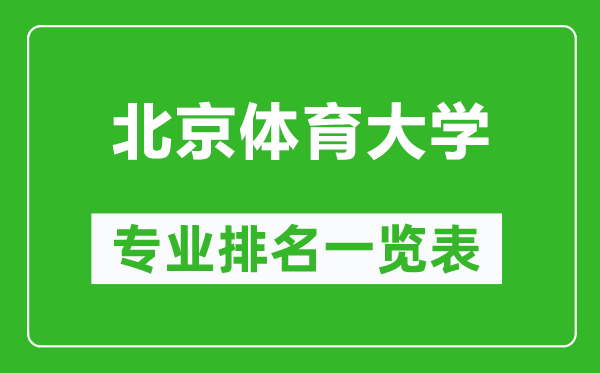 北京体育大学专业排名一览表,北京体育大学哪些专业比较好