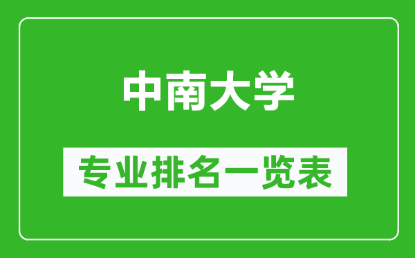 中南大学专业排名一览表,中南大学哪些专业比较好