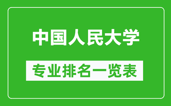 中国人民大学专业排名一览表,中国人民大学哪些专业比较好