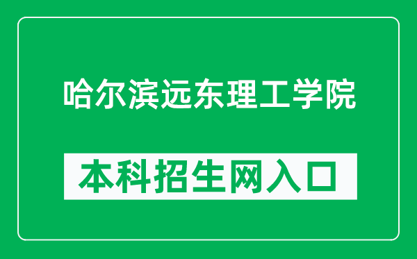 哈尔滨远东理工学院本科招生网网址（https://www.fe-edu.com.cn/zs/）