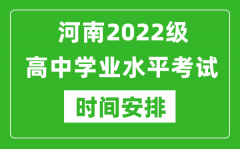 河南2022级高中学业水平考试具体时间安排