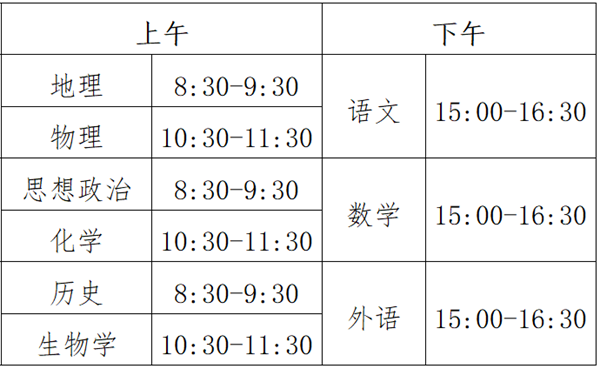 2024年湖北高中学业水平考试具体时间安排