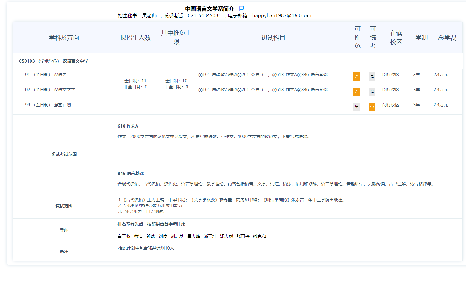 华东师范大学2024硕士研究生招生专业目录及考试科目