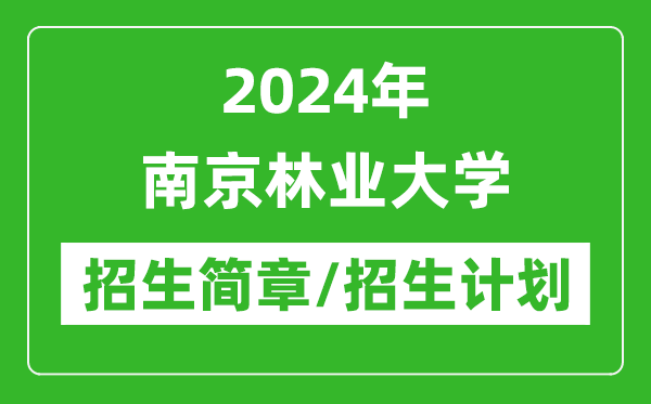 2024年南京林业大学研究生招生简章及各专业招生计划人数