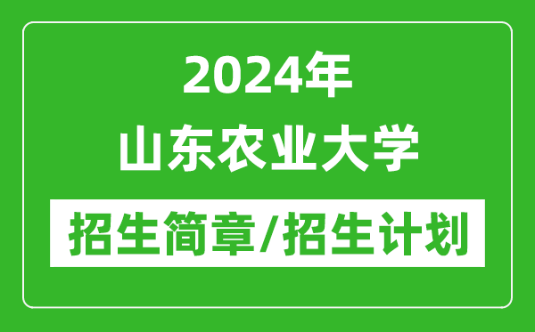 2024年山东农业大学研究生招生简章及各专业招生计划人数